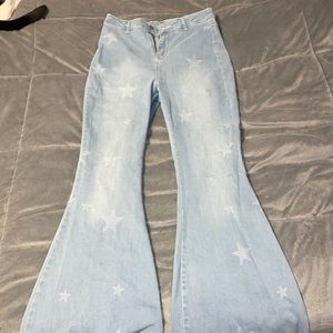 Nasty Gal Star Print Flare Jeans